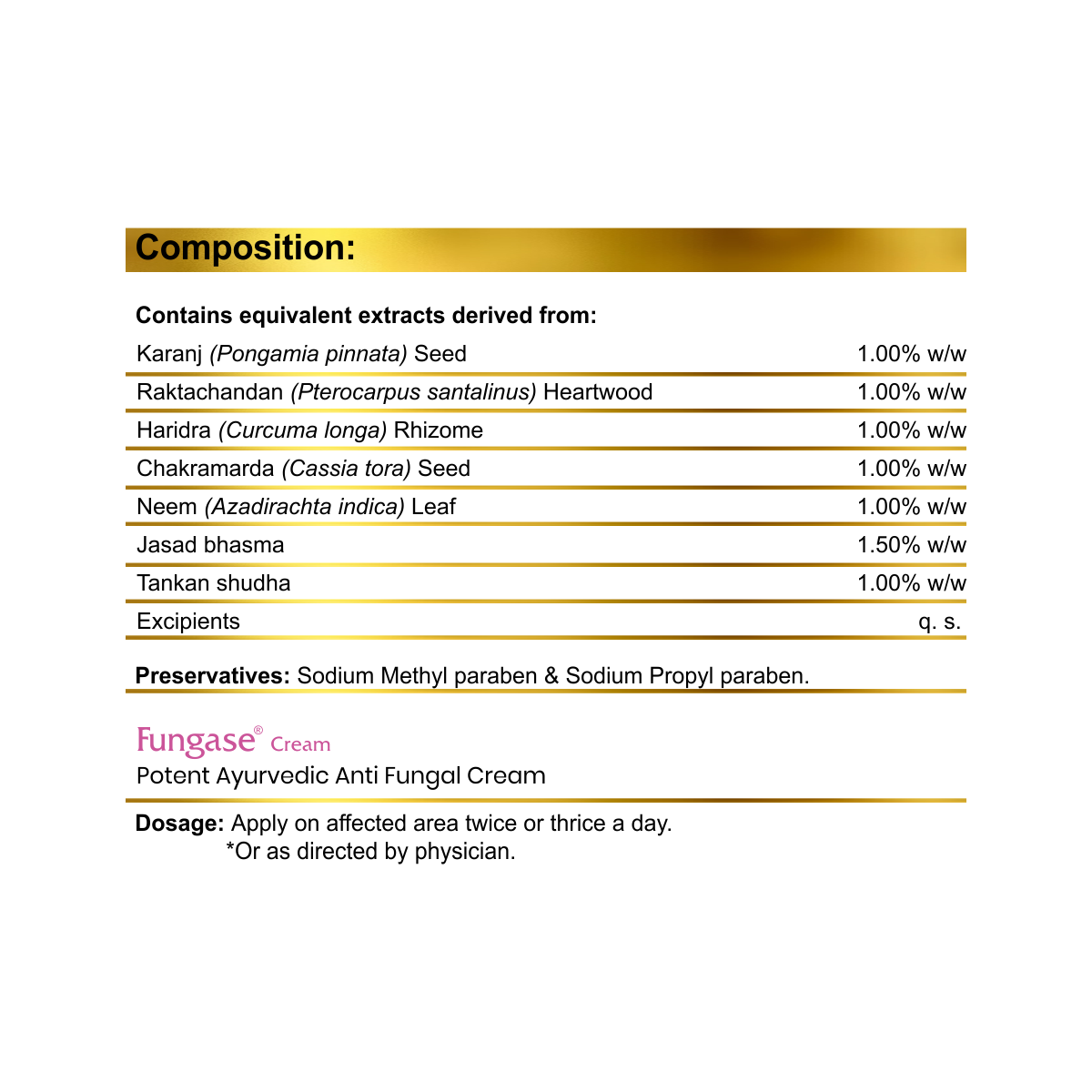 FUNGASE CREAM 30GM - Composition